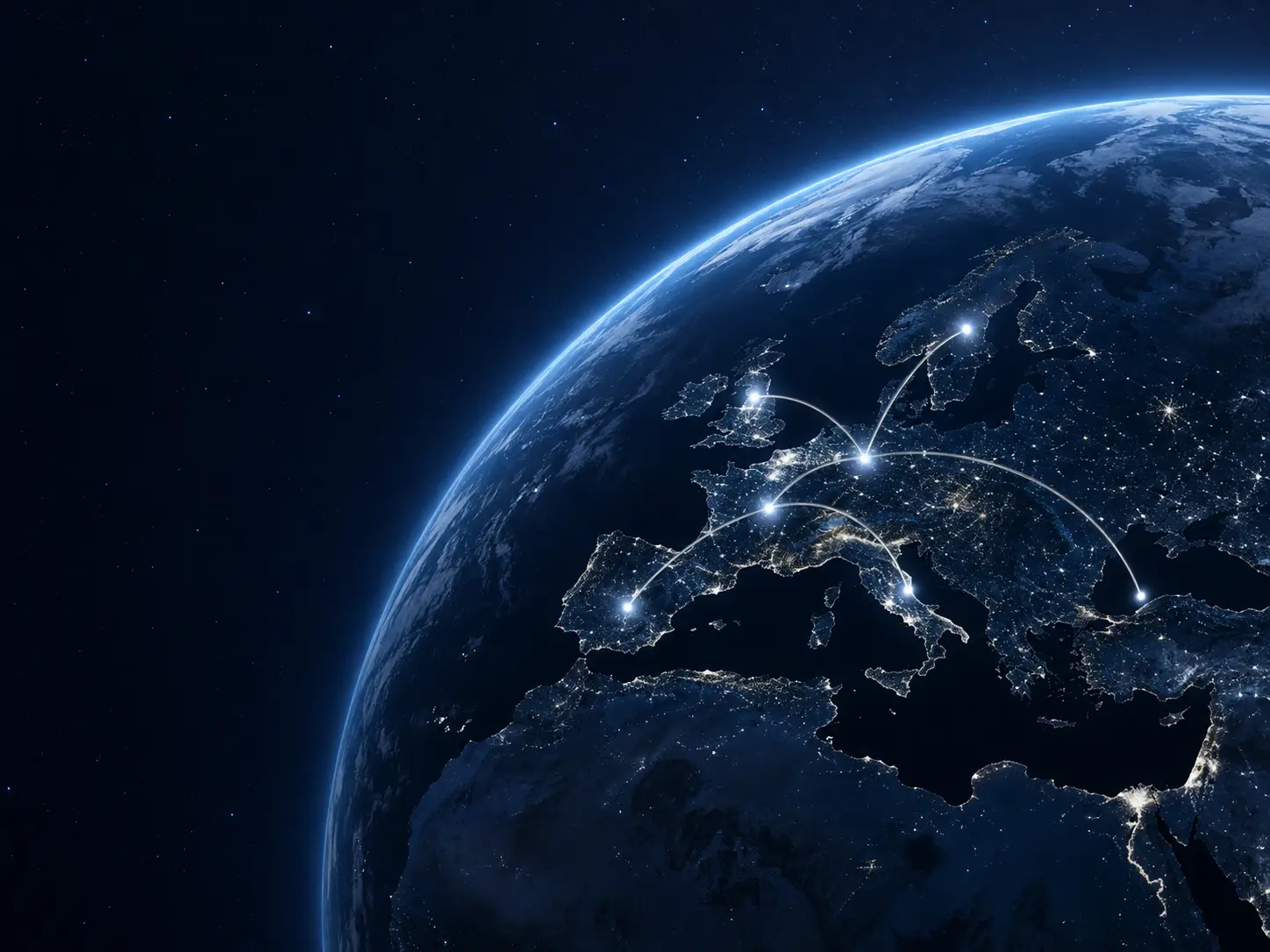 AI-generated globe symbolising international connection; no locations are verified